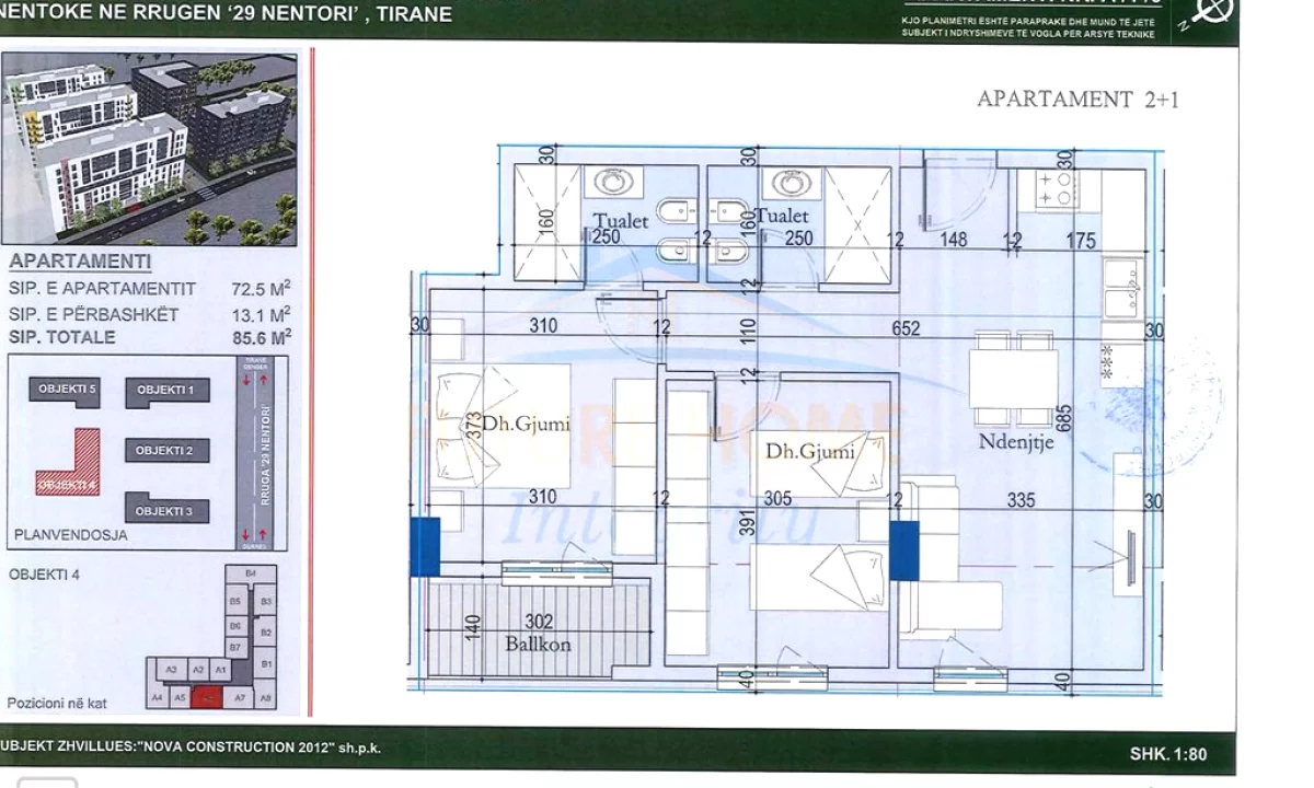 Shtepi ne shitje Apartament ne Tirane, 2+1, Mobilimi Bosh, pa mobiluar, Pagesa 102,700  Euro.