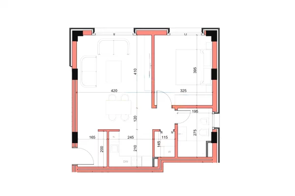 Shtepi ne shitje Apartament ne Tirane, 1+1, Mobilimi Bosh, pa mobiluar, Pagesa 177,069  Euro.