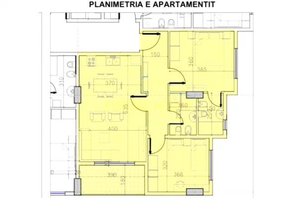 Shtepi ne shitje Apartament ne Tirane, 2+1, Mobilimi Bosh, pa mobiluar, Pagesa 97,800  Euro.