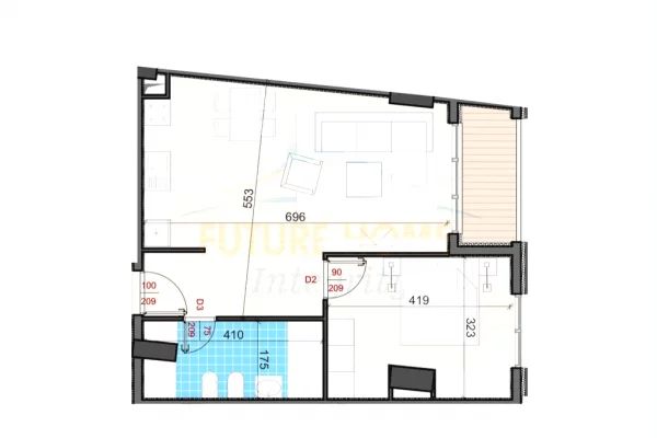 Shtepi ne shitje Apartament ne Tirane, 1+1, Mobilimi Bosh, pa mobiluar, Pagesa 133,900  Euro.