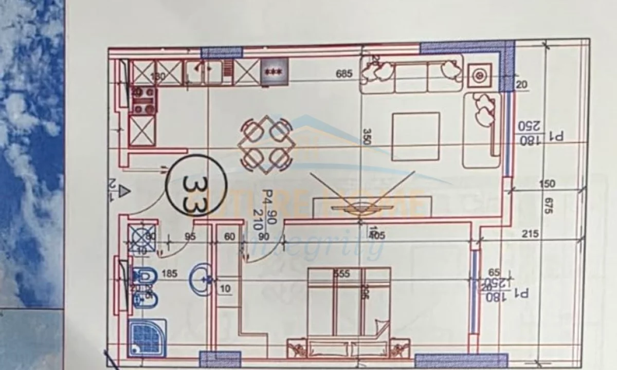 Shtepi ne shitje Apartament ne Tirane, 1+1, Mobilimi Bosh, pa mobiluar, Pagesa 89,677  Euro.