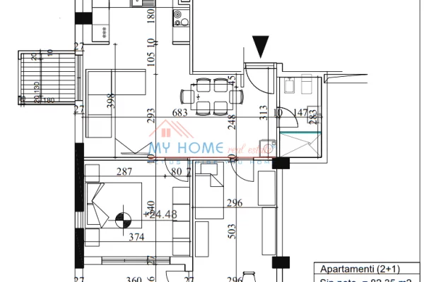 Shtepi ne shitje Apartament ne Tirane, 2+1, Mobilimi Bosh, pa mobiluar, Pagesa 205,000  Euro.