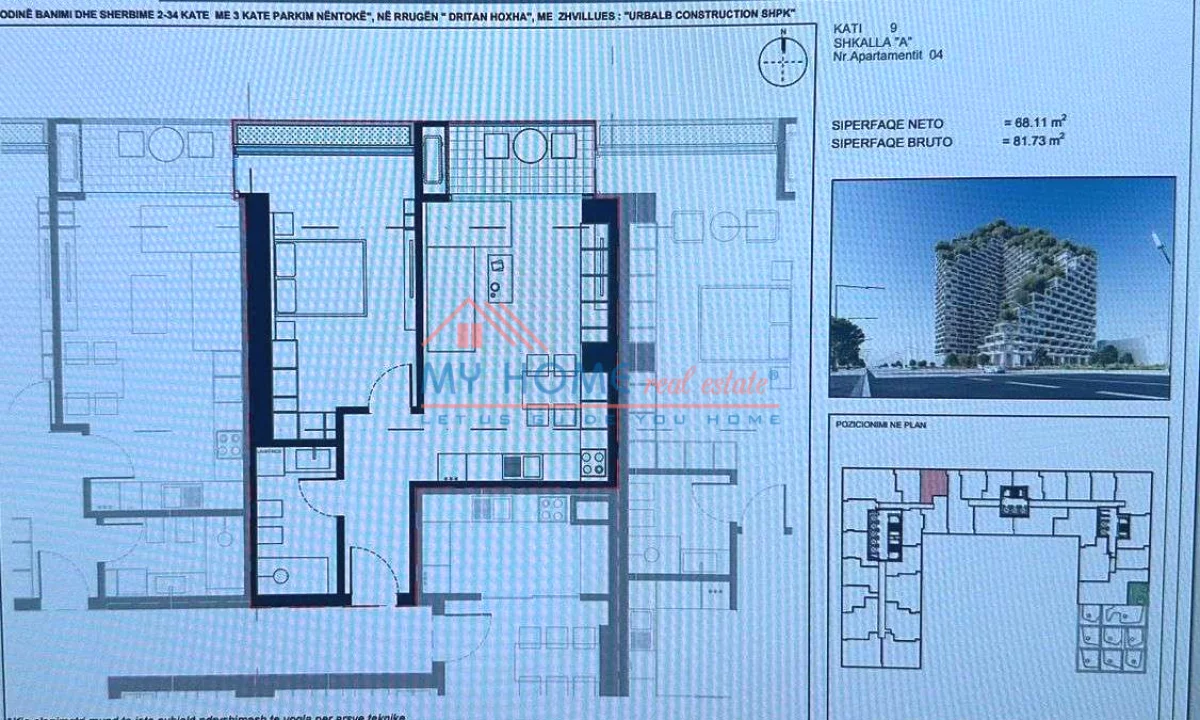 Shtepi ne shitje Apartament ne Tirane, 1+1, Mobilimi Bosh, pa mobiluar, Pagesa 164,000  Euro.