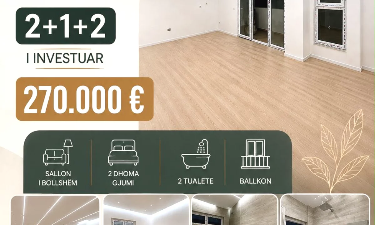Shtepi ne shitje Apartament ne Tirane, 2+1, Mobilimi E mobiluar, Pagesa 270,000  Euro.