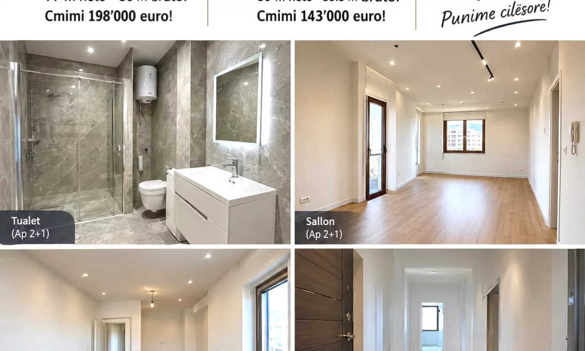 Shtepi ne shitje Apartament ne Tirane, 2+1, Mobilimi Bosh, pa mobiluar, Pagesa 198,000  Euro.