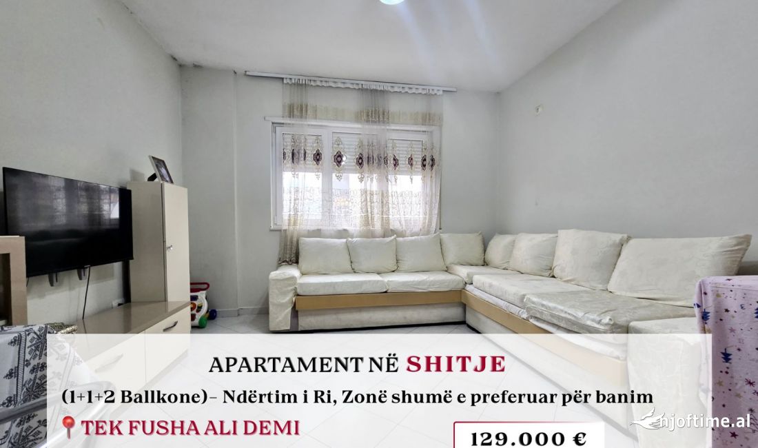 Shtepi ne shitje Apartament ne Tirane, 1+1, Mobilimi E mobiluar, Pagesa 129,000  Euro.