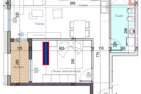 Shtepi ne shitje Apartament ne Tirane, 1+1, Mobilimi Bosh, pa mobiluar, Pagesa 85,000  Euro.