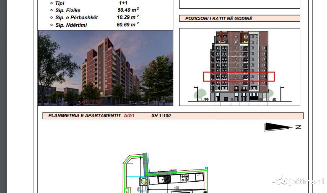 Shtepi ne shitje Apartament ne Tirane, 1+1, Mobilimi Bosh, pa mobiluar, Pagesa 1,700,000  Euro.