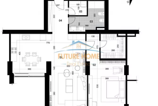 Shtepi ne shitje Apartament ne Tirane, 1+1, Mobilimi Bosh, pa mobiluar, Pagesa 594,489  Euro.