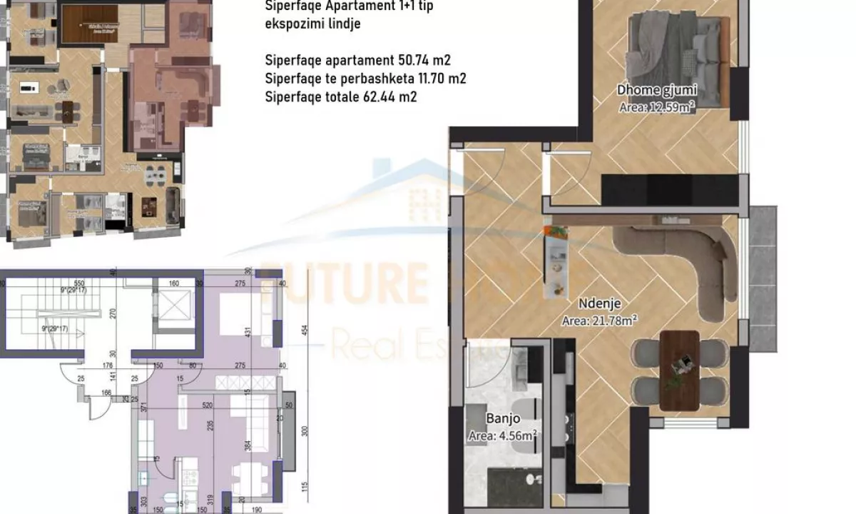 Shtepi ne shitje Apartament ne Tirane, 1+1, Mobilimi Bosh, pa mobiluar, Pagesa 157,500  Euro.