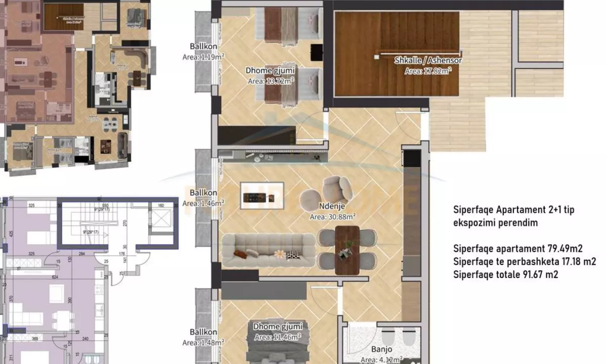 Shtepi ne shitje Apartament ne Tirane, 2+1, Mobilimi Bosh, pa mobiluar, Pagesa 229,170  Euro.