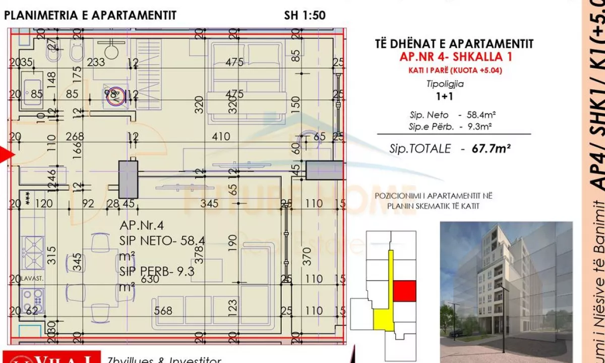 Shtepi ne shitje Apartament ne Tirane, 1+1, Mobilimi Bosh, pa mobiluar, Pagesa 91,400  Euro.