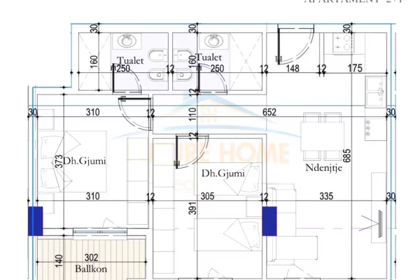 Shtepi ne shitje Apartament ne Tirane, 2+1, Mobilimi Bosh, pa mobiluar, Pagesa 111,280  Euro.