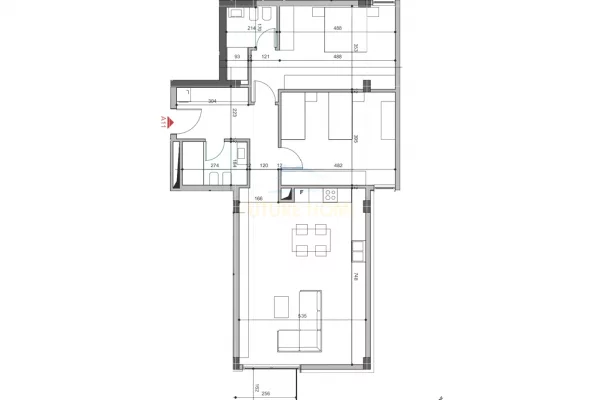 Shtepi ne shitje Apartament ne Tirane, 2+1, Mobilimi Bosh, pa mobiluar, Pagesa 287,760  Euro.
