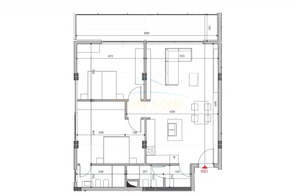 Shtepi ne shitje Apartament ne Tirane, 2+1, Mobilimi Bosh, pa mobiluar, Pagesa 257,680  Euro.