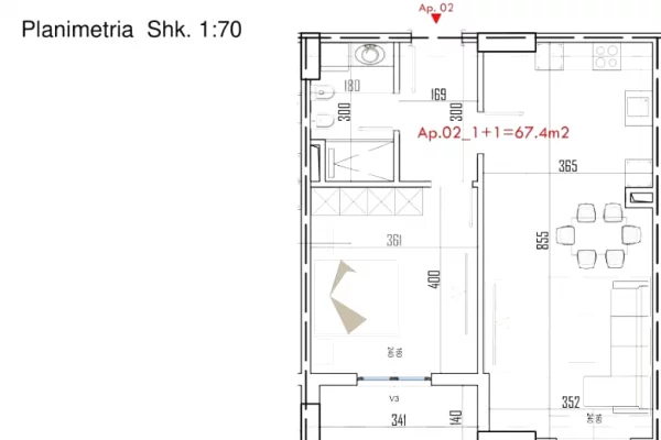 Shtepi ne shitje Apartament ne Tirane, 1+1, Mobilimi Bosh, pa mobiluar, Pagesa 85,000  Euro.