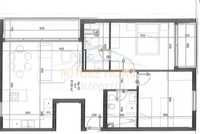 Shtepi ne shitje Apartament ne Tirane, 2+1, Mobilimi Bosh, pa mobiluar, Pagesa 231,000  Euro.