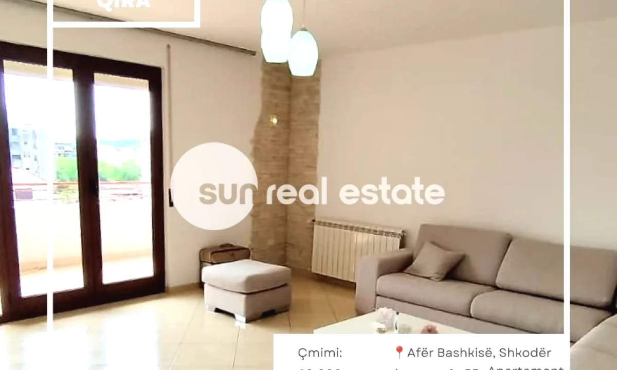 Shtepi me qera Apartament ne Shkoder, 2+1, Mobilimi E mobiluar, Pagesa 60,000  Leke.