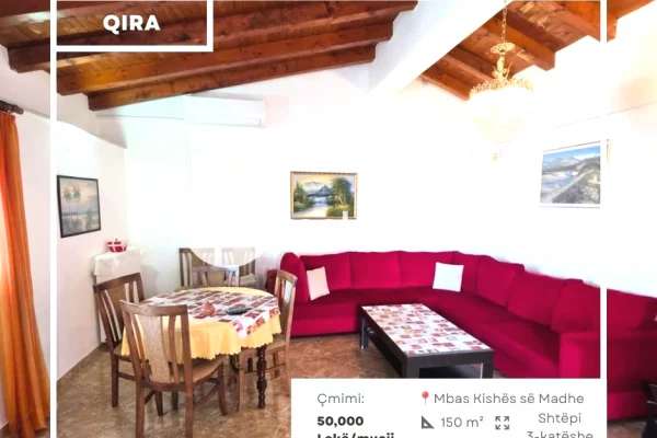 Shtepi me qera 3+1 ne Shkoder - 5,000 Leke