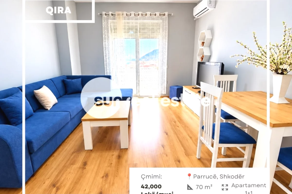 Shtepi me qera Apartament ne Shkoder, 1+1, Mobilimi E mobiluar, Pagesa 42,000  Leke.
