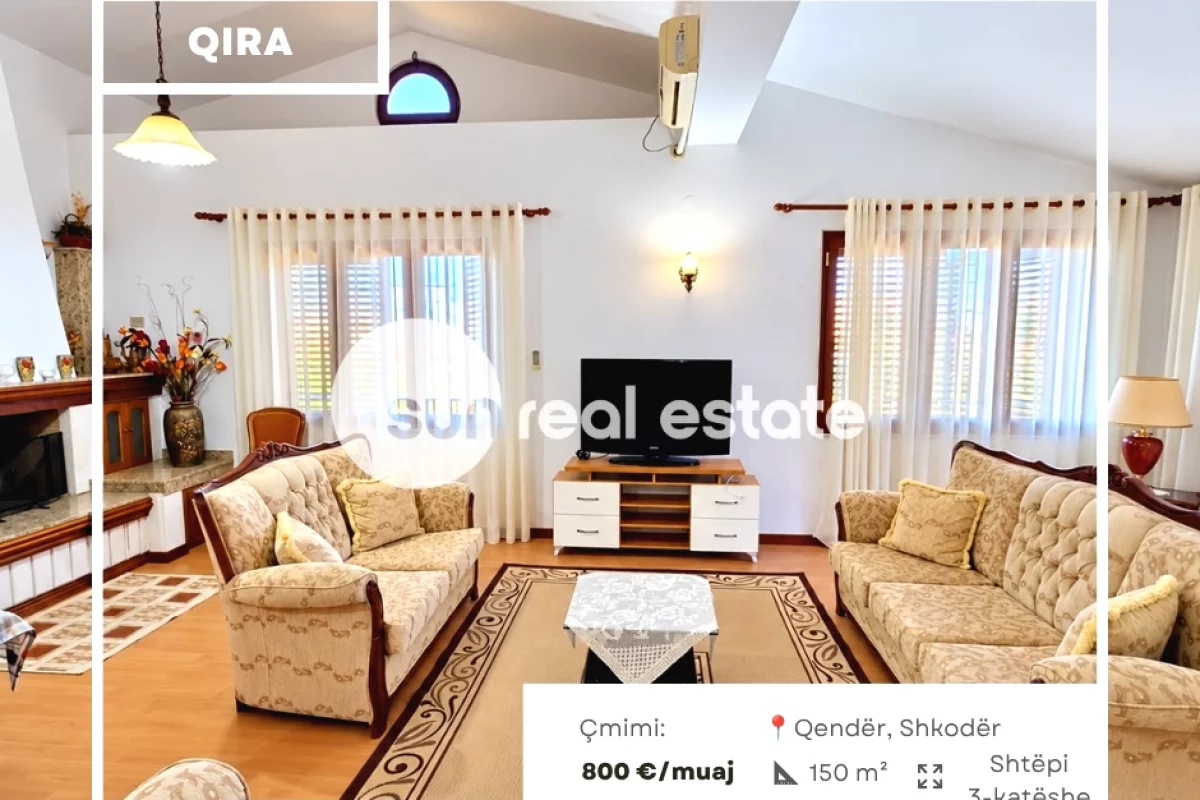 Shtepi me qera Vila Luksoze ne Shkoder, 2+1, Mobilimi E mobiluar, Pagesa 800  Euro.