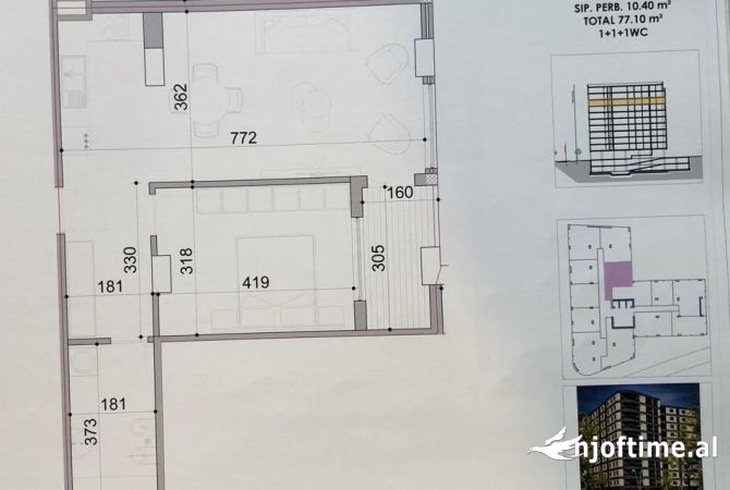 Shtepi ne shitje Apartament ne Tirane, 1+1, Mobilimi Bosh, pa mobiluar, Pagesa 115,650  Euro.