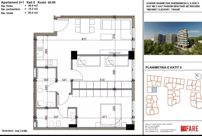 Shtepi ne shitje Apartament ne Tirane, 2+1, Mobilimi Bosh, pa mobiluar, Pagesa 109,480  Euro.