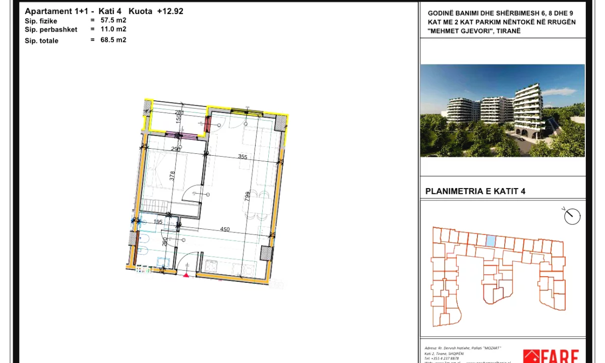 Apartment for sale in Tirana 1+1, Emty