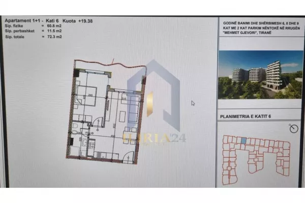 Shtepi ne shitje Apartament ne Tirane, Garsoniere, Mobilimi Bosh, pa mobiluar, Pagesa 79,530  Euro.