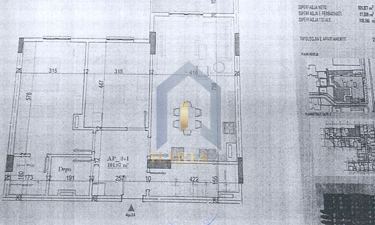 Shtepi ne shitje Apartament ne Tirane, 2+1, Mobilimi Bosh, pa mobiluar, Pagesa 101,116  Euro.