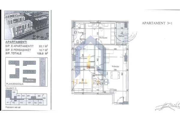 Shtepi ne shitje Apartament ne Tirane, 3+1, Mobilimi Bosh, pa mobiluar, Pagesa 145,000  Euro.