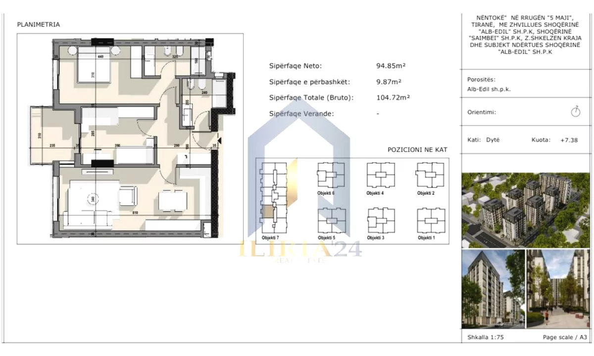 Shtepi ne shitje Apartament ne Tirane, 2+1, Mobilimi Bosh, pa mobiluar, Pagesa 157,080  Euro.