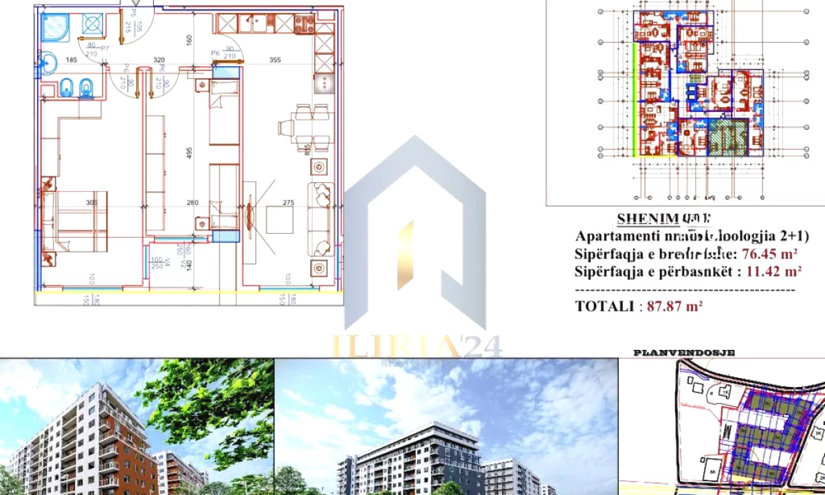 Shtepi ne shitje Apartament ne Tirane, 2+1, Mobilimi Bosh, pa mobiluar, Pagesa 105,444  Euro.