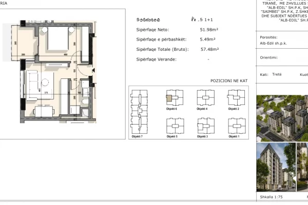 Appartamento in vendita a Tirana 1+1, Vuoto