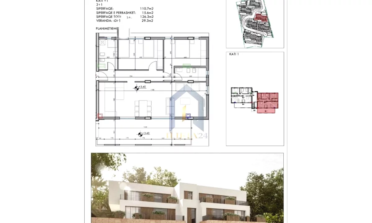 Shtepi ne shitje Apartament ne Tirane, 2+1, Mobilimi Bosh, pa mobiluar, Pagesa 309,000  Euro.