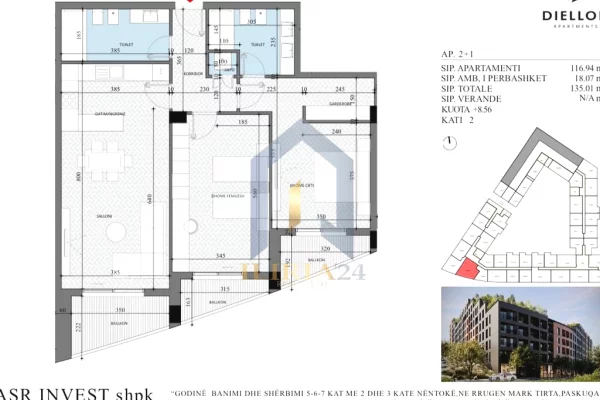 Appartamento in vendita a Tirana 2+1, Vuoto
