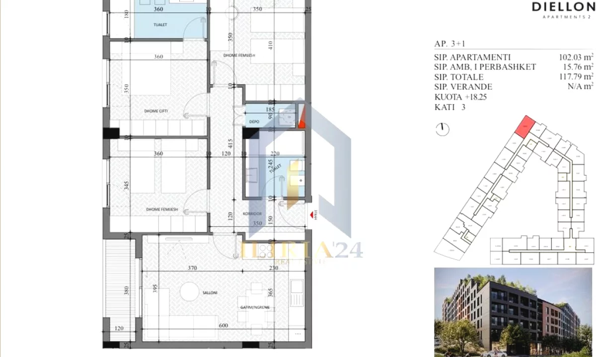 Appartamento in vendita a Tirana 3+1, Vuoto