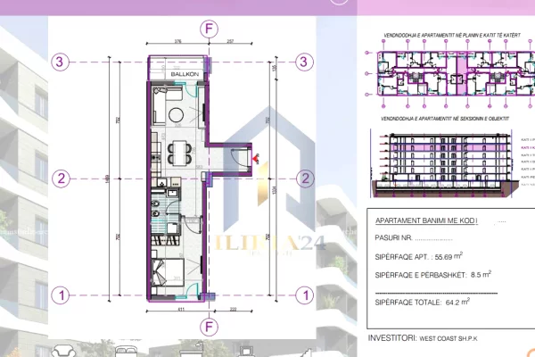 Appartamento in vendita a Durazzo 1+1, Vuoto
