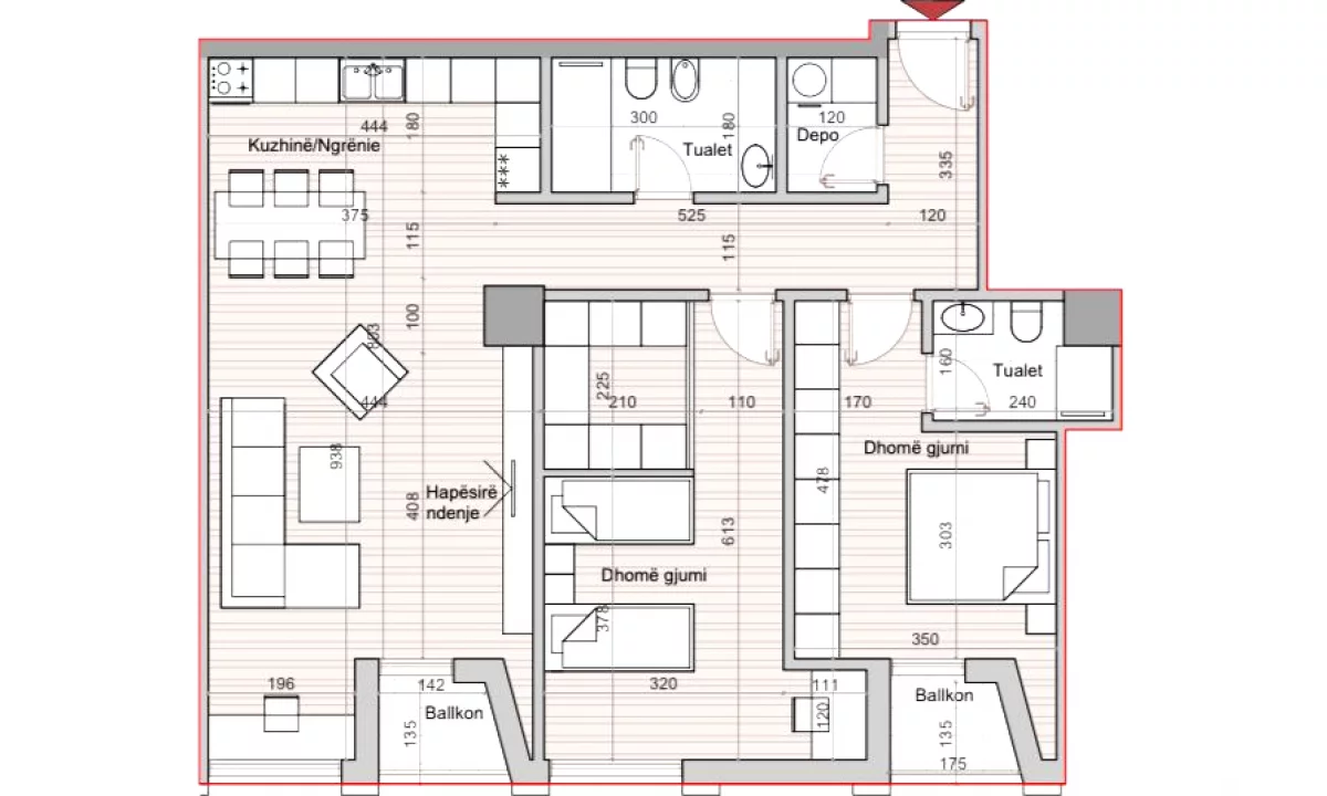 Appartamento in vendita a Tirana 2+1, Vuoto