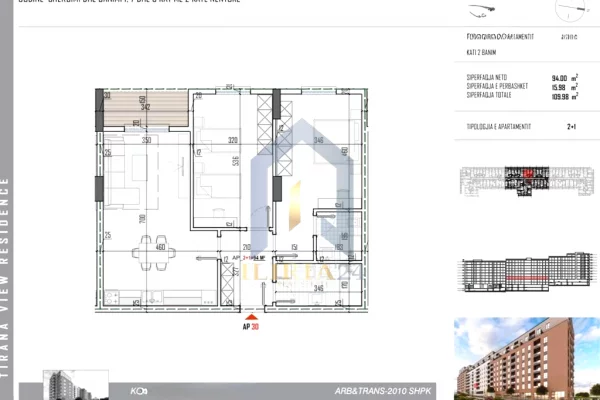 Appartamento in vendita a Tirana 2+1, Vuoto