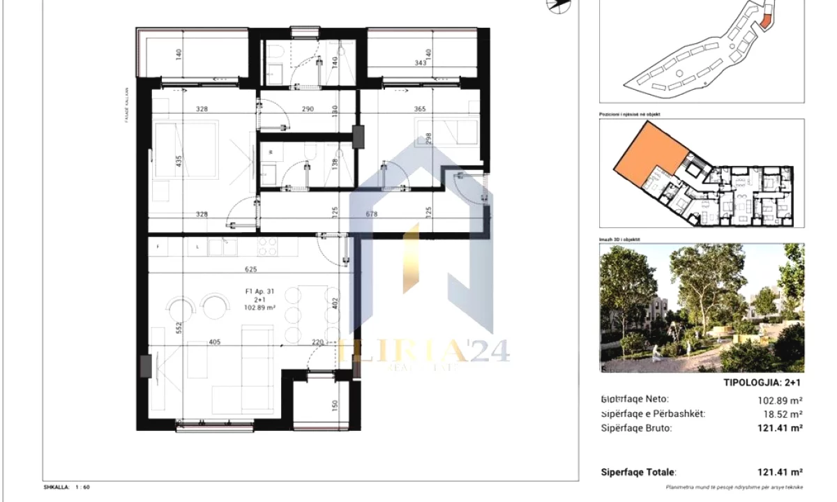 Appartamento in vendita a Tirana 2+1, Vuoto
