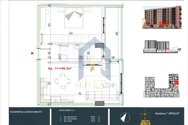 Apartment for sale in Tirana 1+1, Emty