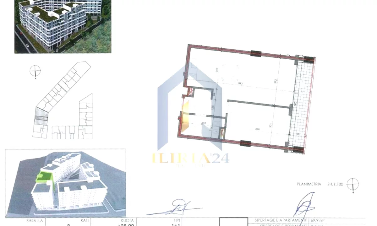 Shtepi ne shitje Apartament ne Tirane, 1+1, Mobilimi Bosh, pa mobiluar, Pagesa 95,520  Euro.