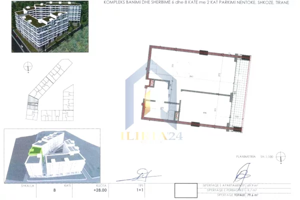 Okazion! Apartament 1+1 per shitje ne Shkoze