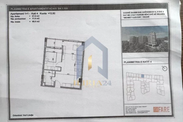 Shtepi ne shitje Apartament ne Tirane, 1+1, Mobilimi Bosh, pa mobiluar, Pagesa 82,200  Euro.