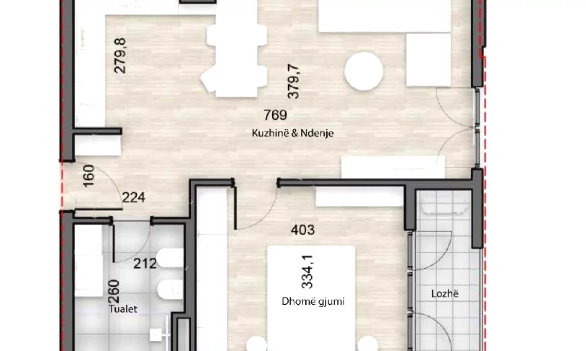 Shtepi ne shitje Apartament ne Tirane, 1+1, Mobilimi Bosh, pa mobiluar, Pagesa 126,944  Euro.