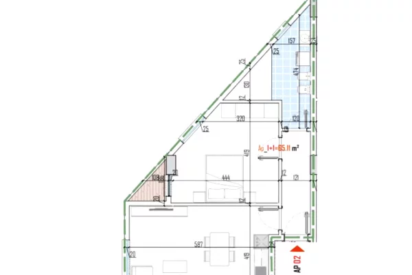 Shtepi ne shitje Apartament ne Tirane, 1+1, Mobilimi Bosh, pa mobiluar, Pagesa 75,300  Euro.