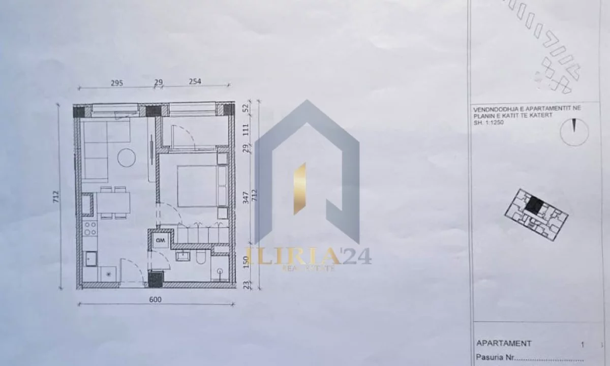 Shtepi ne shitje Apartament ne Tirane, 1+1, Mobilimi Bosh, pa mobiluar, Pagesa 71,195  Euro.