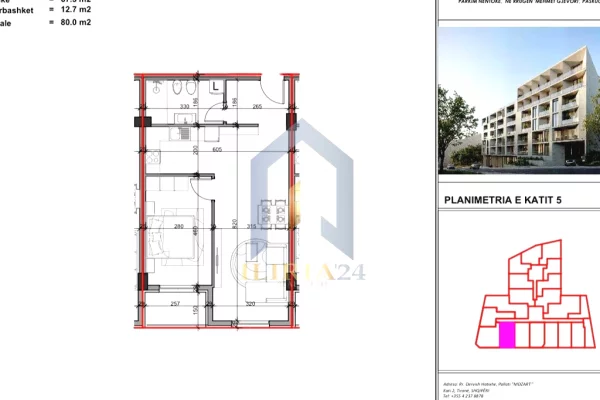 Apartment for sale in Tirana 1+1, Emty
