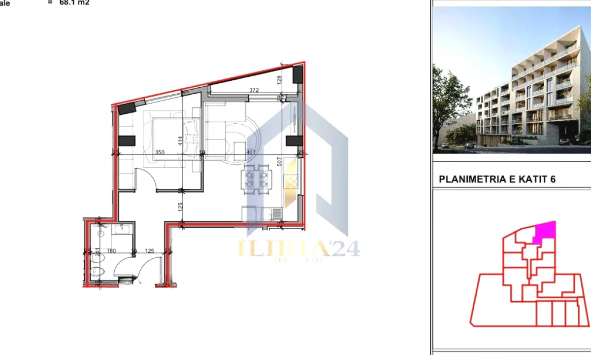 Apartment for sale in Tirana 1+1, Emty